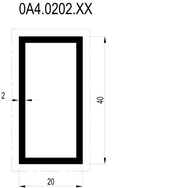 [0A4.0202] RECTANGULAR TUBE40x20x2 мм Reynaers