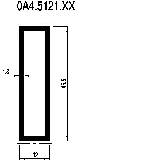 [0A4.5121] RECTANGULAR TUBE45.5x12x1.8 мм Reynaers