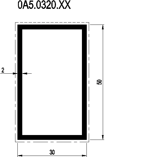 [0A5.0320] RECTANGULAR TUBE 50x30x2 мм Reynaers