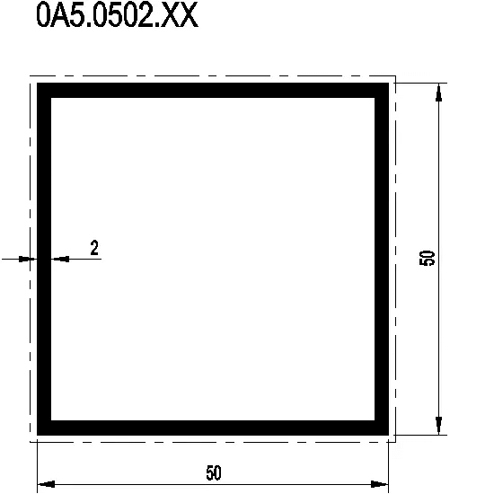 [0A5.0502] SQUARE TUBE 50x50x2 мм Reynaers