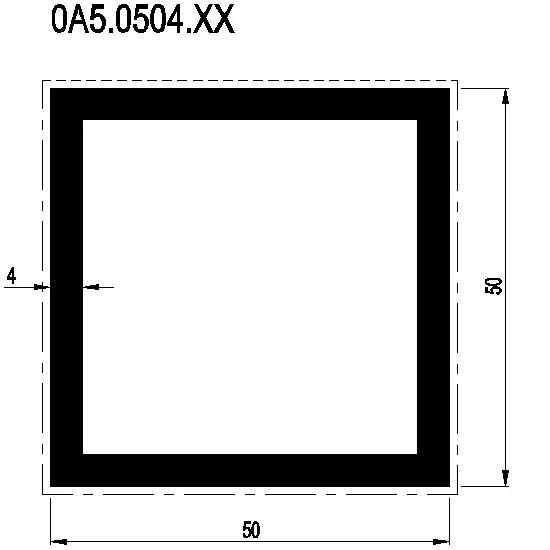 [0A5.0504] RECTANGULAR TUBE 50x50x4 мм Reynaers