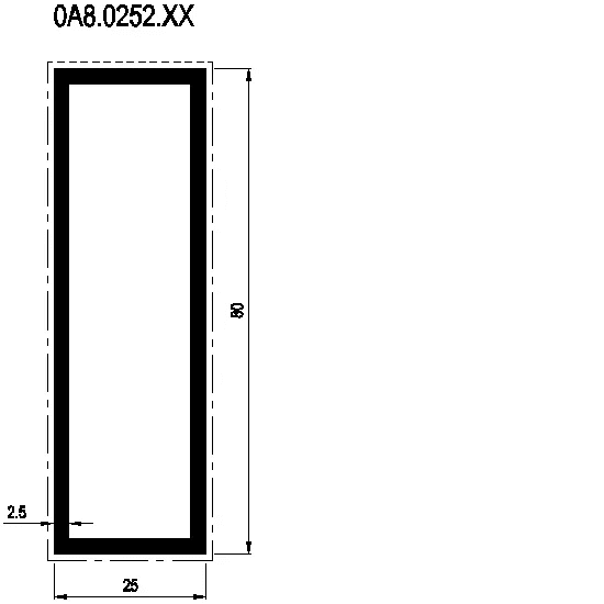 [0A8.0252] RECTANGULAR TUBE 80x25x2.5 мм Reynaers