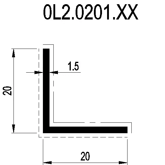 [0L2.0201] L-PROFILE 20x20x1.5 мм Reynaers