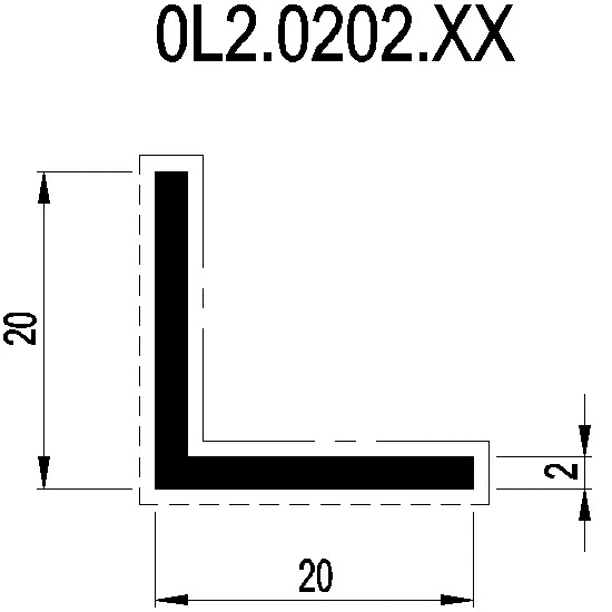 [0L2.0202] L-PROFILE 20x20x2 мм Reynaers