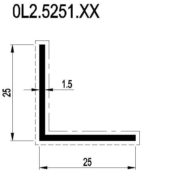 [0L2.5251] L-PROFILE 25x25x1.5 мм Reynaers