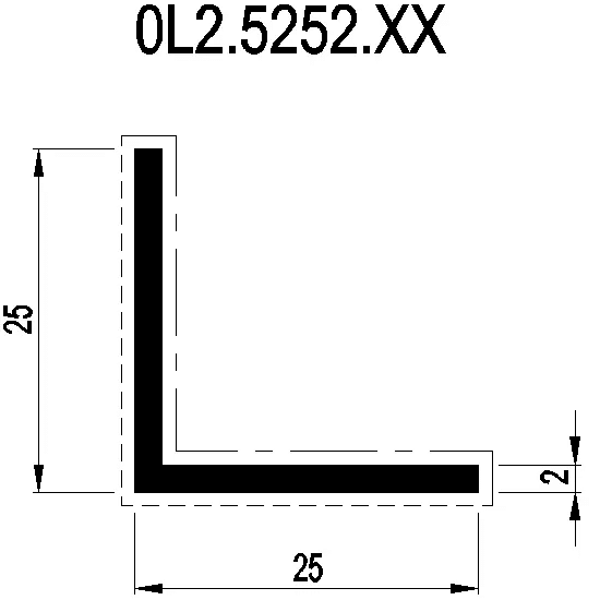 [0L2.5252] L-PROFILE 25x25x2 мм Reynaers