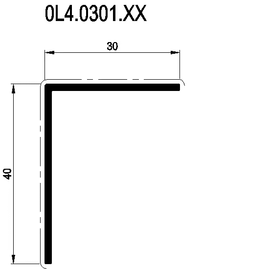 [0L4.0301] L-PROFILE 40x30x1.5 мм Reynaers