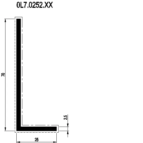 [0L7.0252] L-PROFILE 70x25x2.5 мм Reynaers