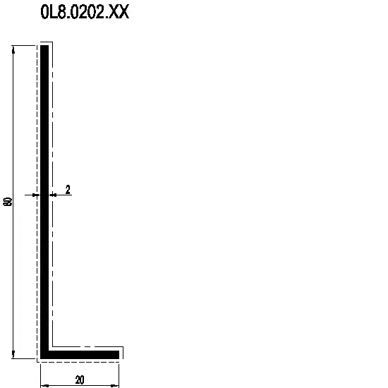 [0L8.0202] L-PROFILE 80x20x2 мм Reynaers