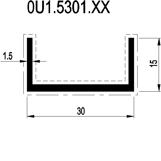 [0U1.5301] U-PROFILE 15x30x15x1.5 мм Reynaers