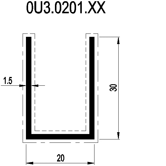 [0U3.0201] U-PROFILE 30x20x30x1.5 мм Reynaers