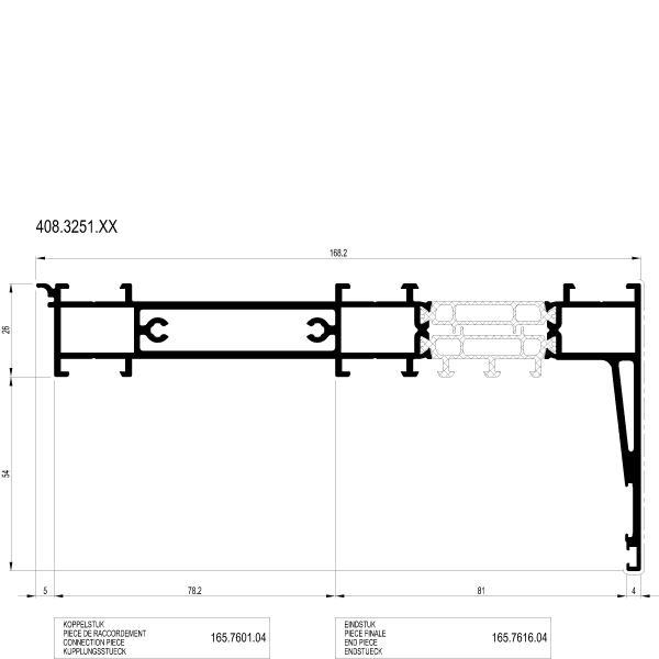 [408.3251] CEILING (&SIDE) RECEPTOR 173 мм 163.2 мм Reynaers