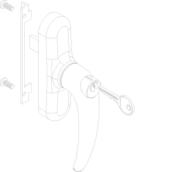 [022.5064.PA] HANDLE TITU WITH LOCK RIGHT Reynaers