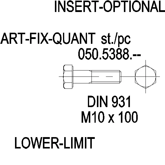 [050.5388] Гвинт DIN 931 нержавійка M10x100 Reynaers