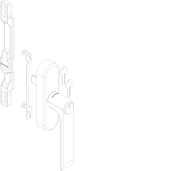 [060.5021] ERRETI HANDLE WITH LOCK DIN L/R Reynaers