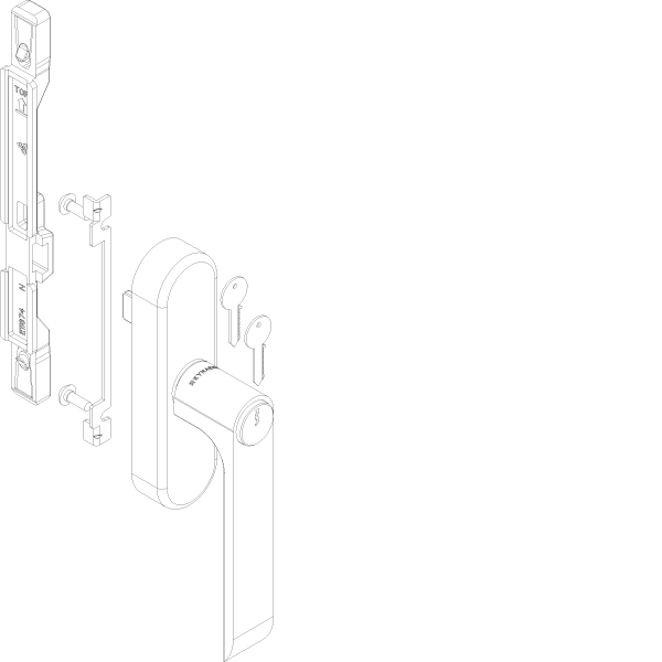 [060.5023] ERRETI HANDLE WITH LOCK TITU DIN L Reynaers