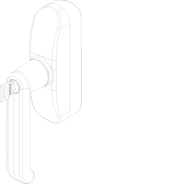 [060.6224.PA] SOBINCO WINDOW SLOPED HANDLE TITU DIN L Reynaers