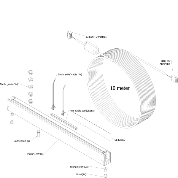 [060.6770] DRIVE MOTOR AND FIXATION E-INVISITOP 24Vdc Reynaers