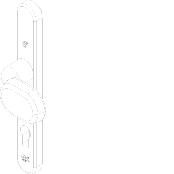 [061.7470] SHIELD HANDLE KNOB WITH CYLINDER OUTSIDE DIN L/R Reynaers