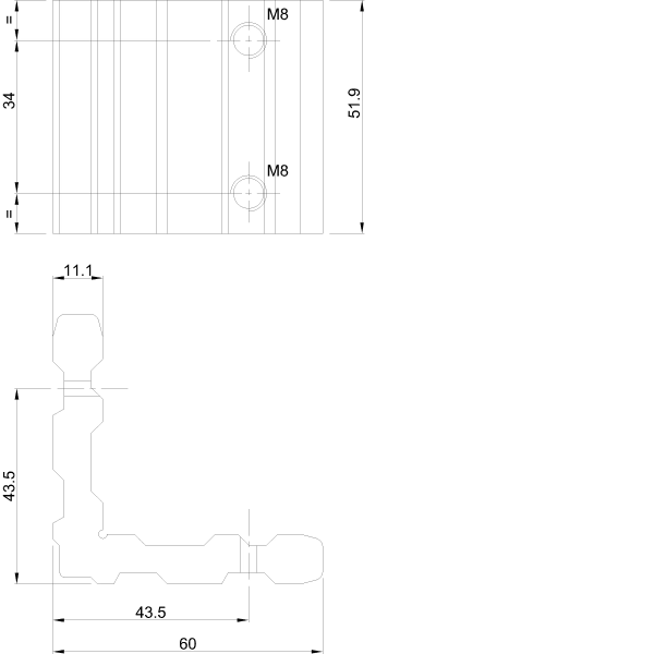 [068.5000] Кутовий з'єднувач 51.9 x 11.1 мм Reynaers