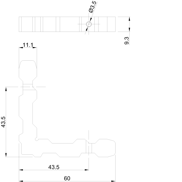 [068.5001] Кутовий з'єднувач 9.3 X 11.1 мм Reynaers