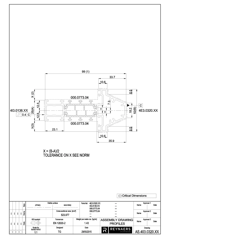 [403.0320.00] TRANSOM Reynaers