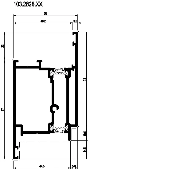 Зображення Дверний вентиляційний профіль внутрішнього відкривання [103.2826]
