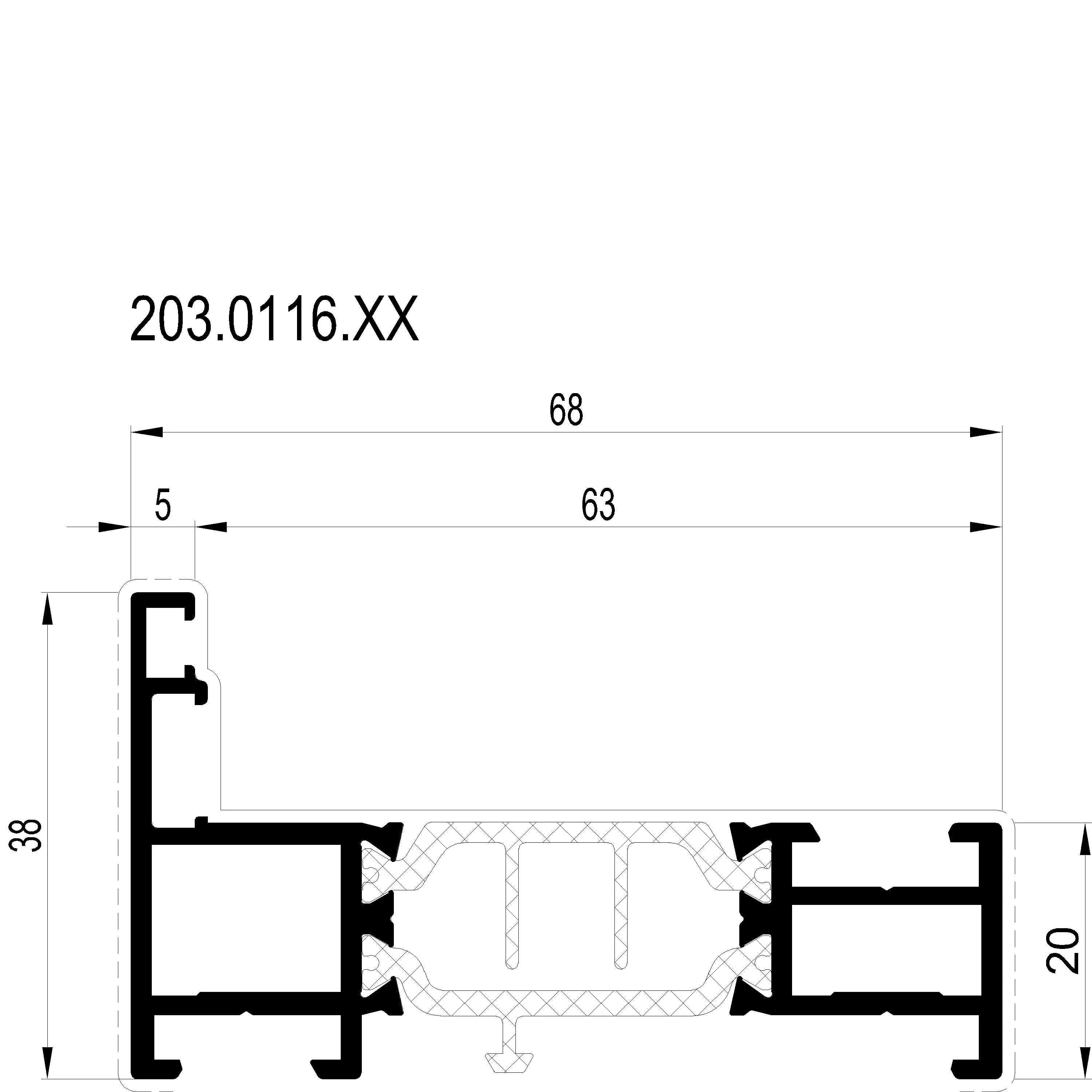Зображення Профіль рами 68 мм [203.0116]