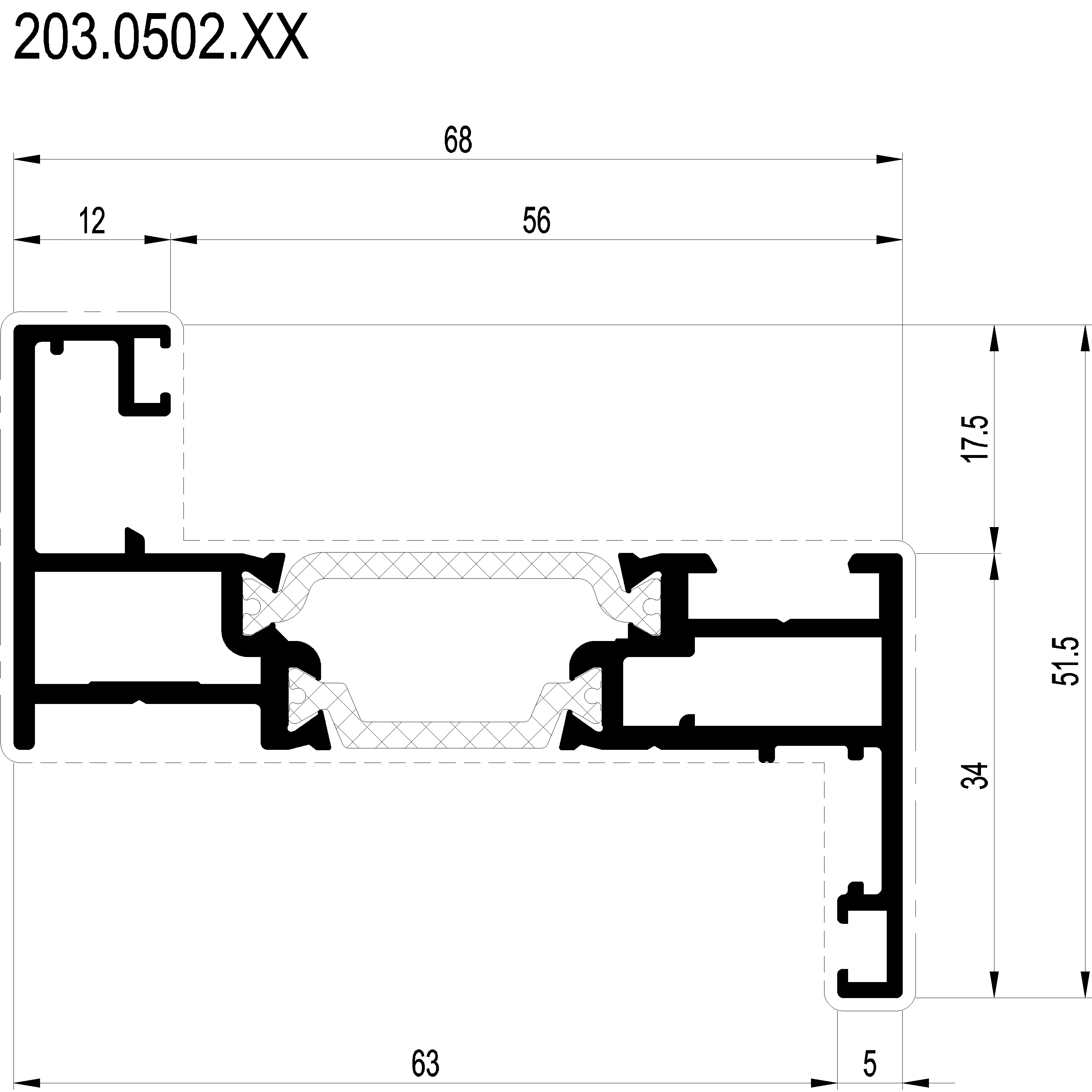 Зображення Вентиляційний профіль 51.5 мм [203.0502]