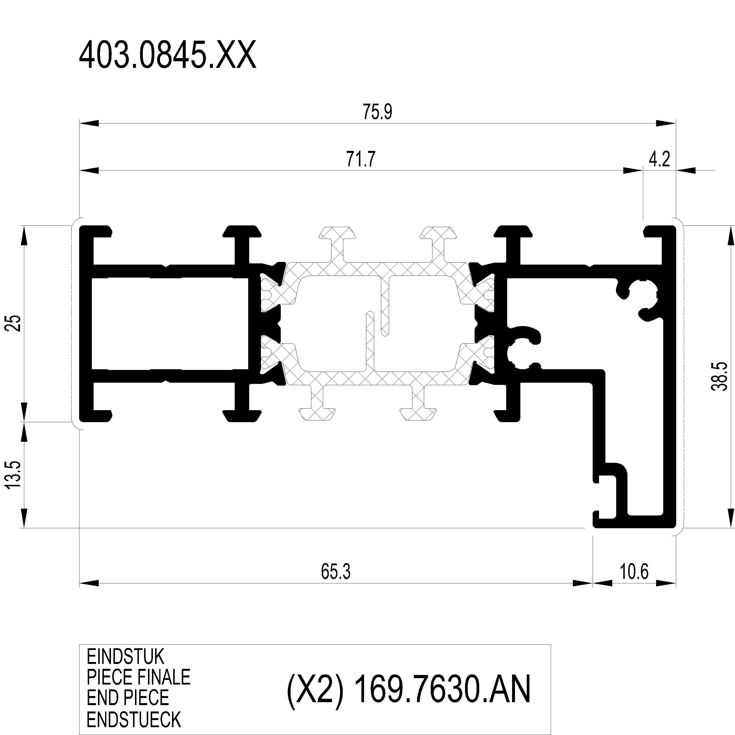 Зображення SUPPORT PROFILE L=76 мм [403.0845]
