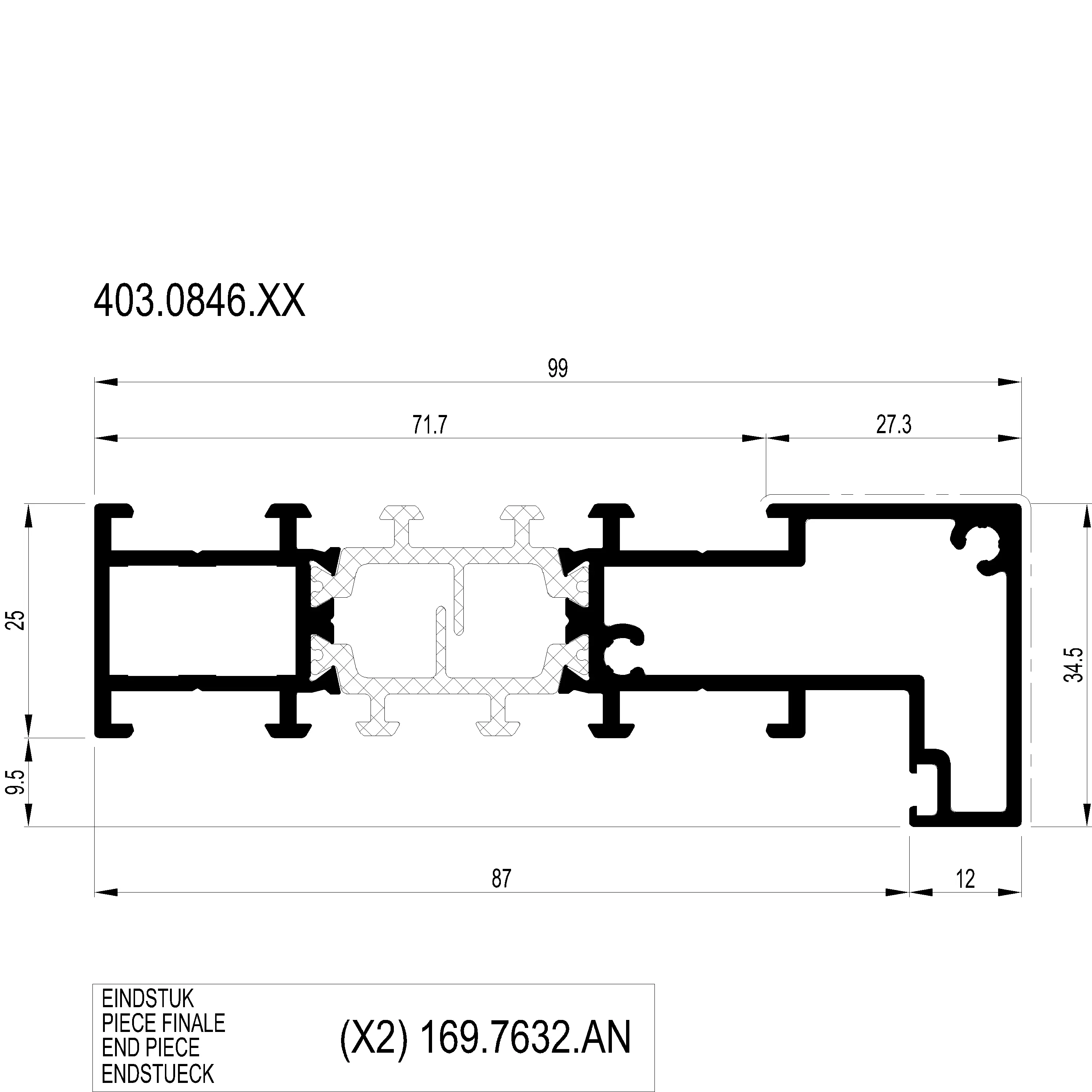 Зображення SUPPORT PROFILE L=99 мм [403.0846]