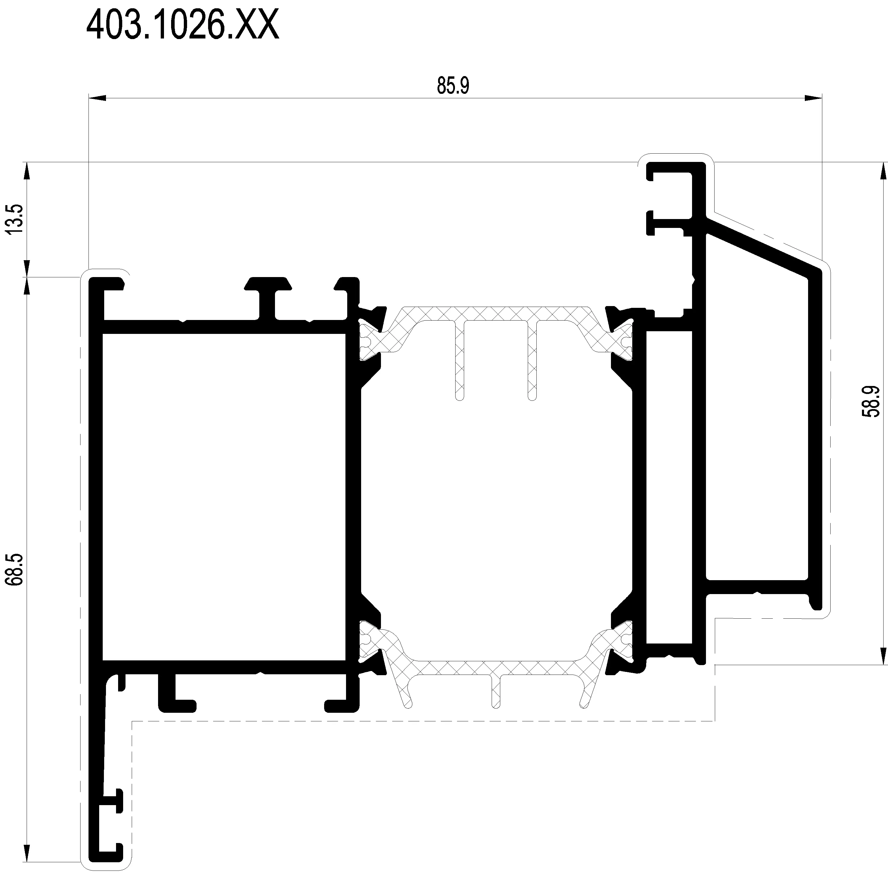 Зображення Вентиляційний профіль внутрішнього відкривання [403.1026]