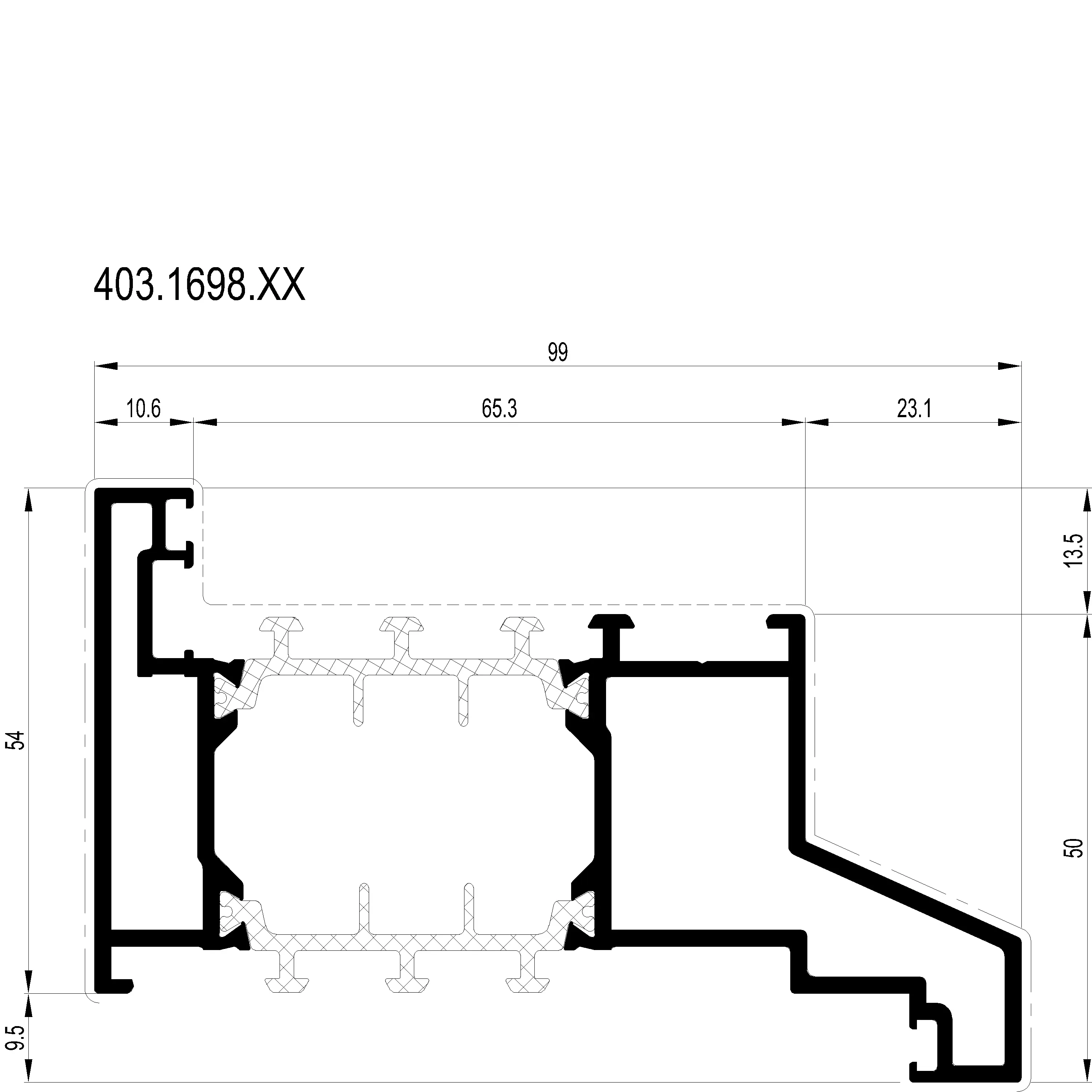Зображення Зовнішня рама зовнішнього відкривання 63.4 мм [403.1698]