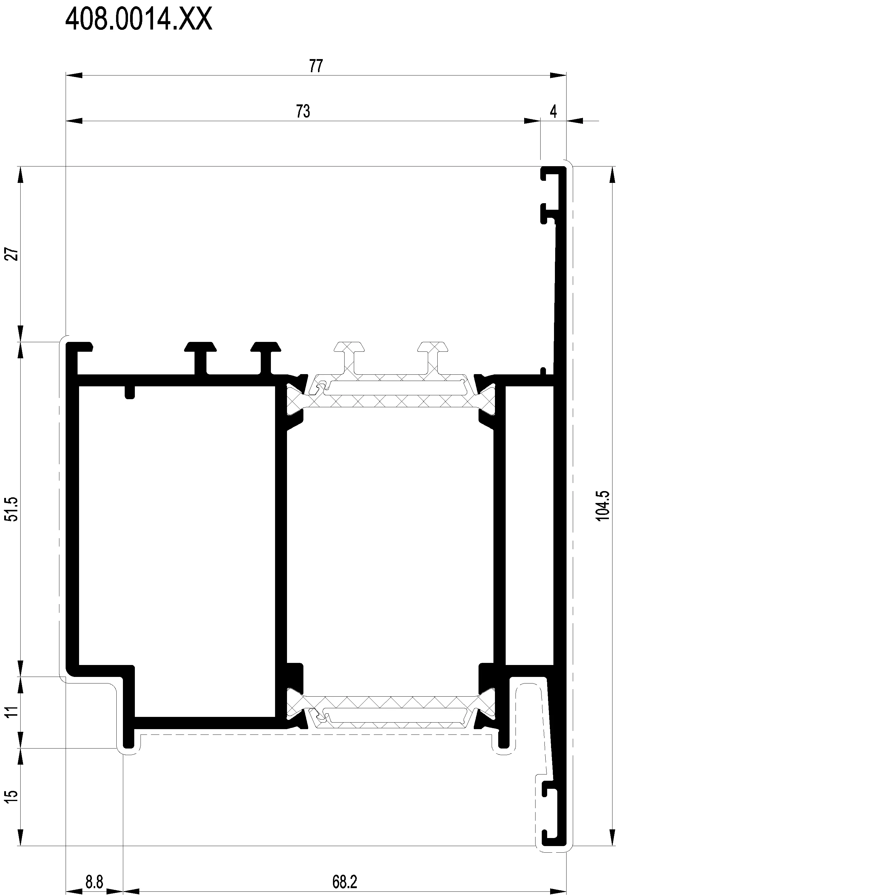 Зображення Вентиляційний профіль зовнішнього відкривання 104.5 мм [408.0014]