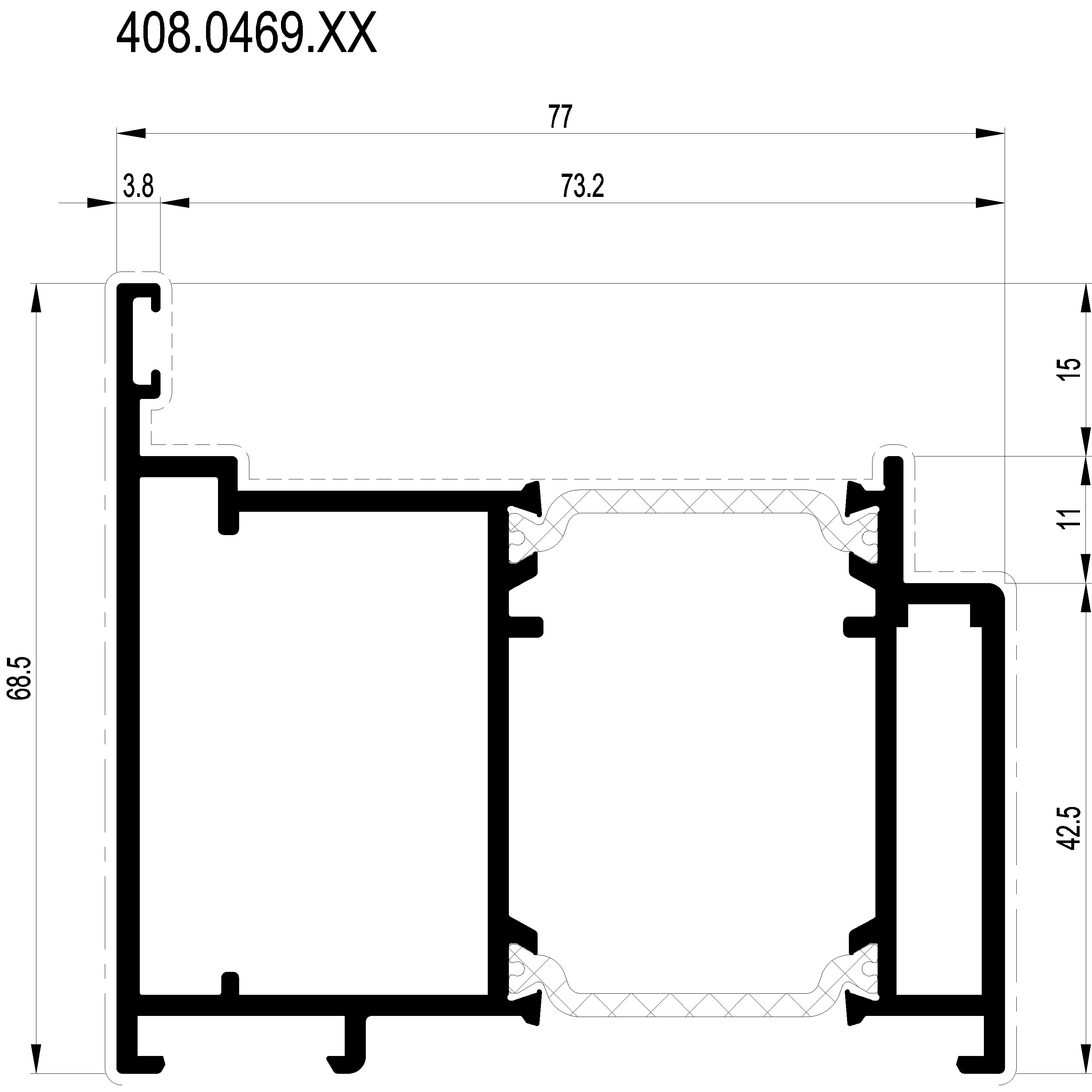 Зображення Зовнішня рама зовнішнього відкривання 68.5 мм [408.0469]