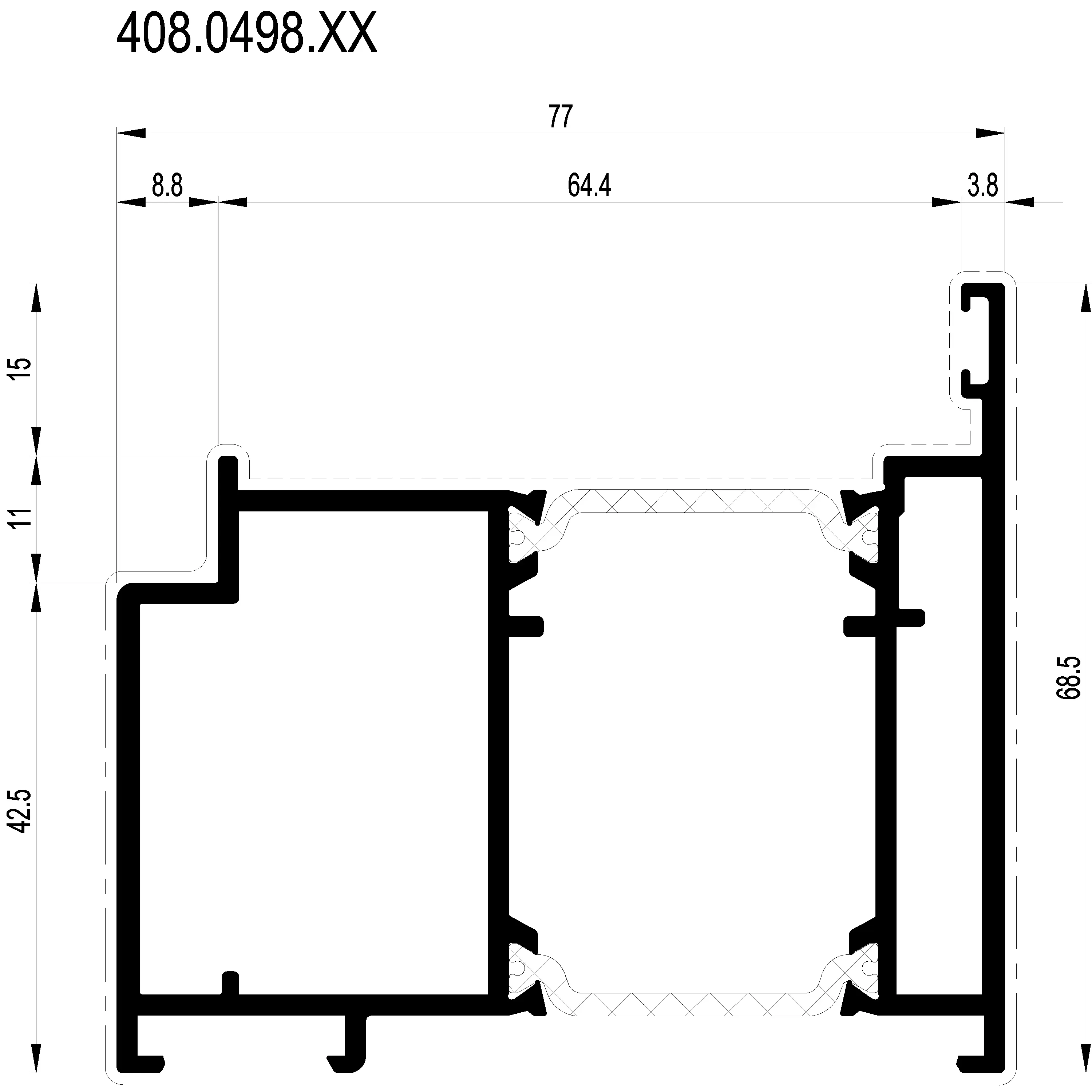 Зображення Зовнішня рама внутрішнього відкривання 68.5 мм [408.0498]