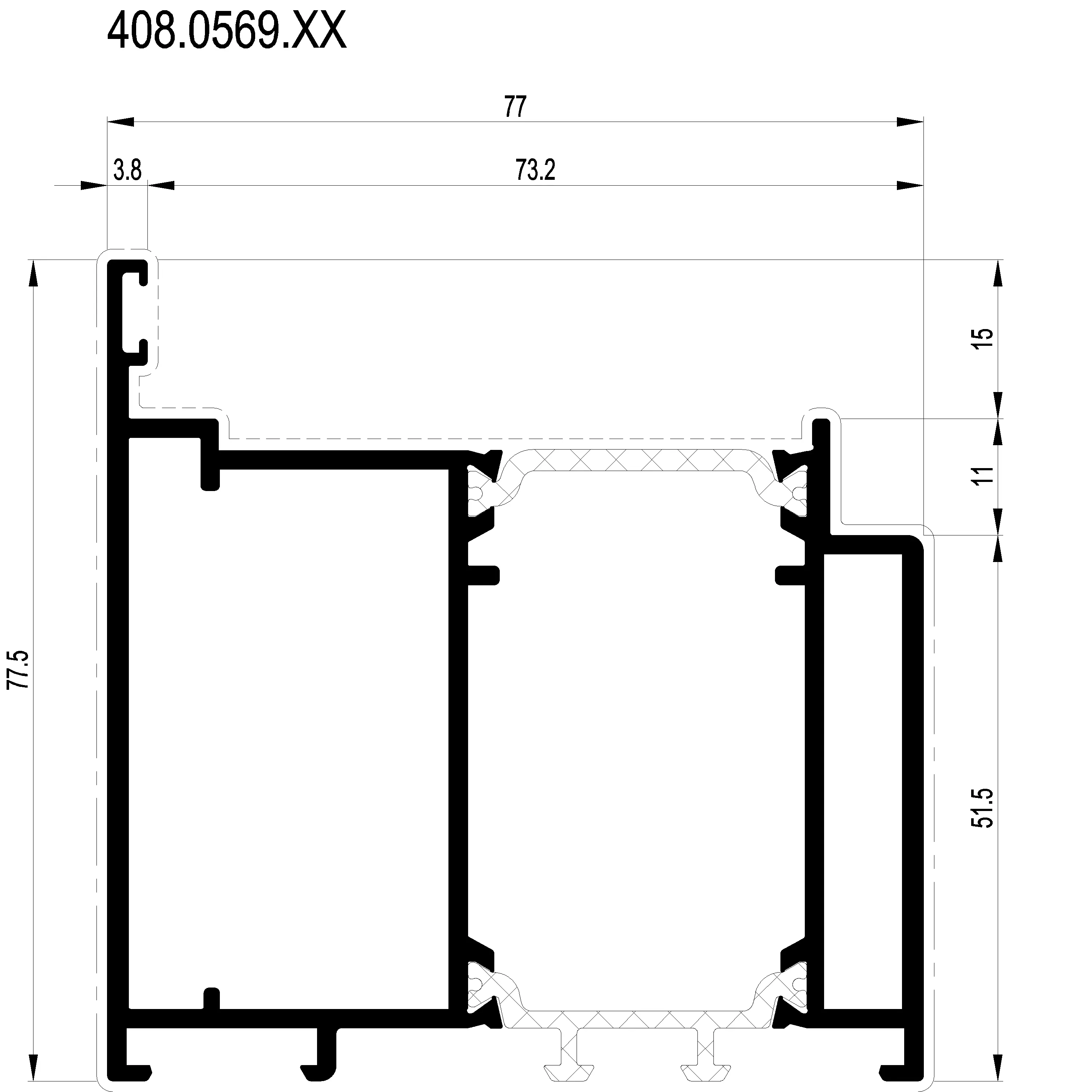 Зображення Зовнішня рама зовнішнього відкривання 77.5 мм [408.0569]
