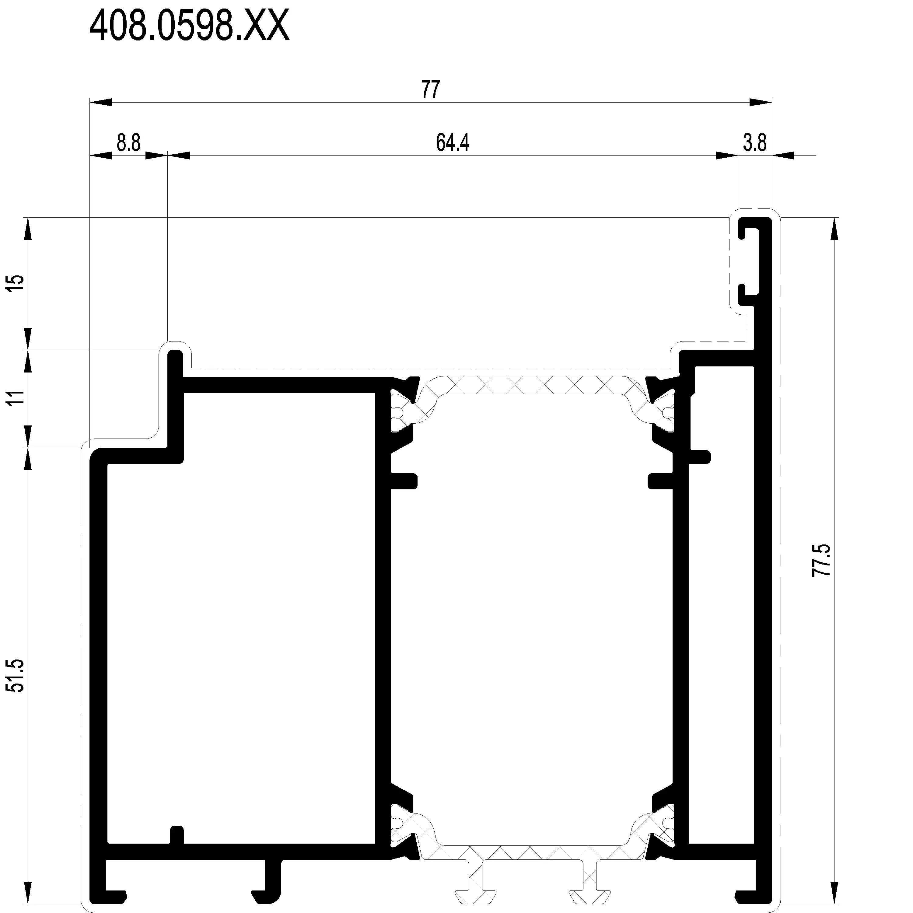 Зображення Зовнішня рама внутрішнього відкривання 77.5 мм [408.0598]
