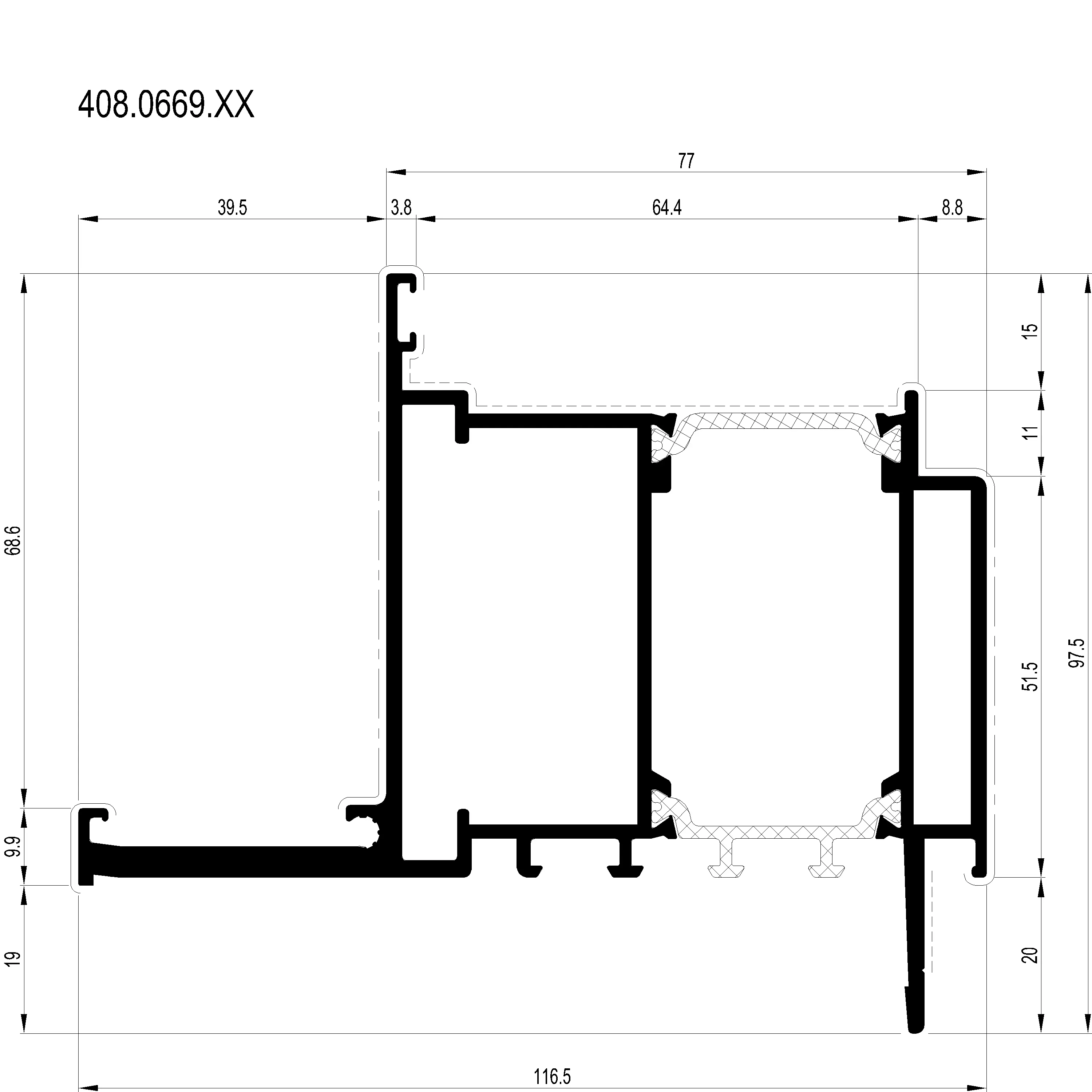 Зображення Зовнішня фасадна рама зовнішнього відкривання [408.0669]