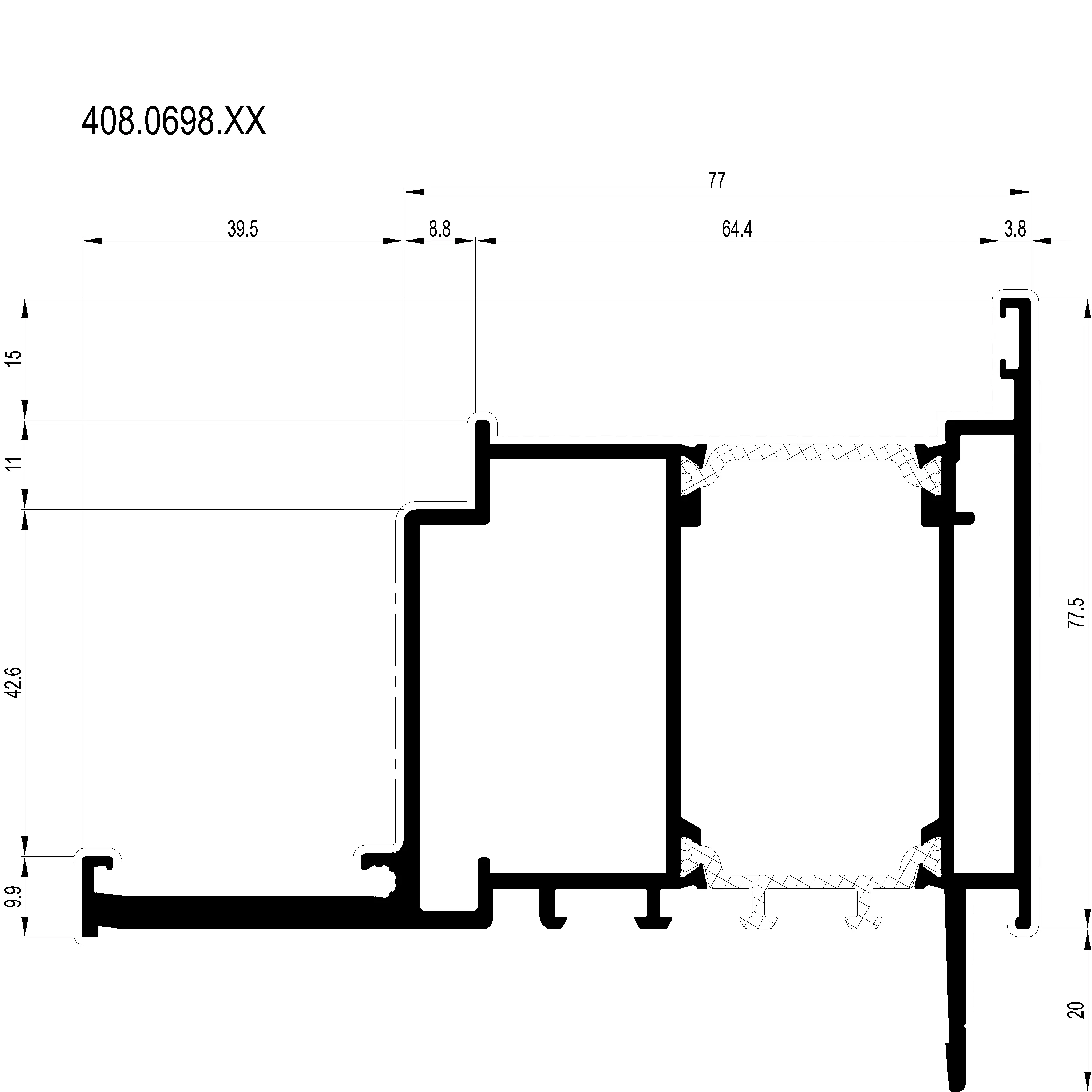 Зображення Зовнішня фасадна рама внутрішнього відкривання [408.0698]