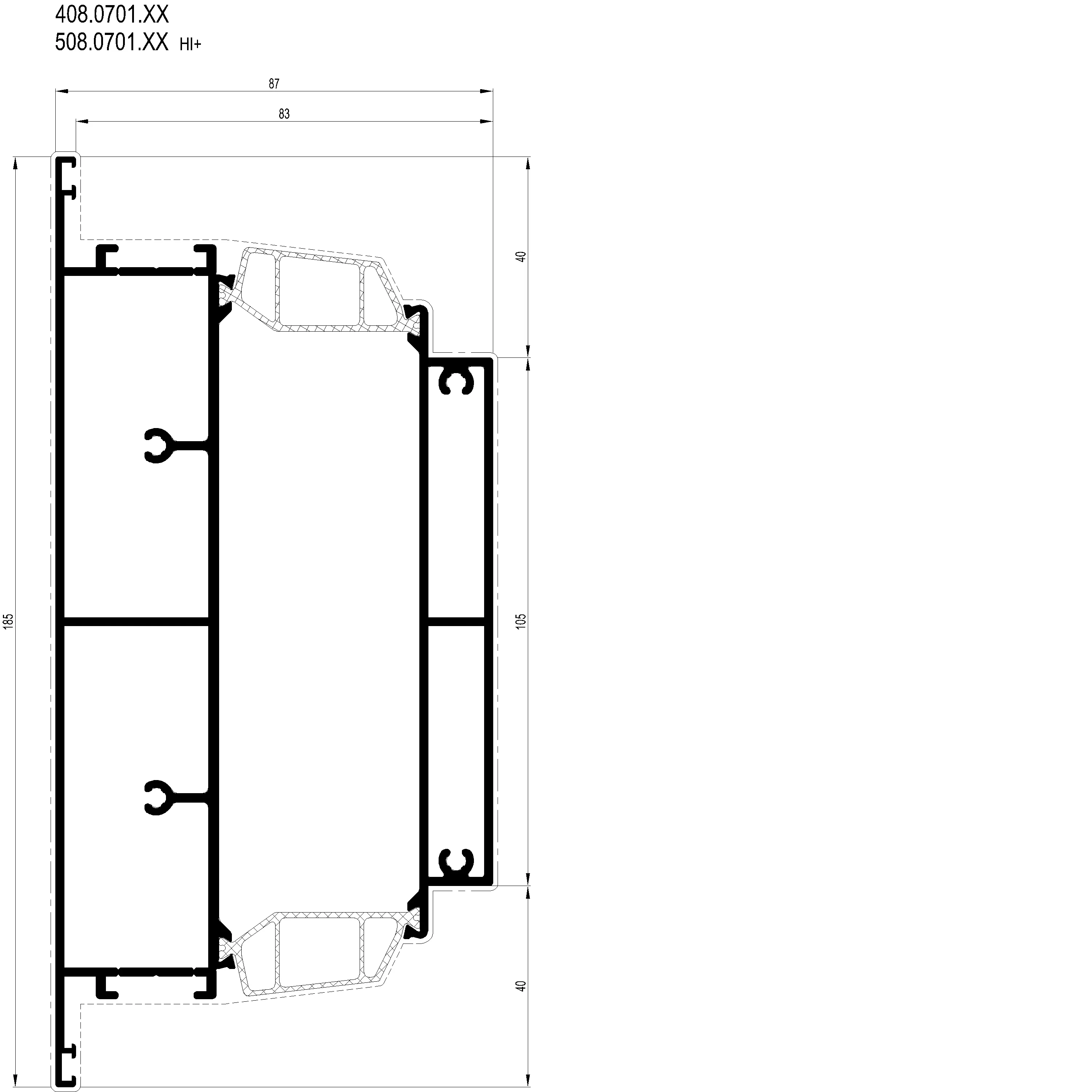 Зображення Віконний вентиляційний профіль 185 мм [408.0701]