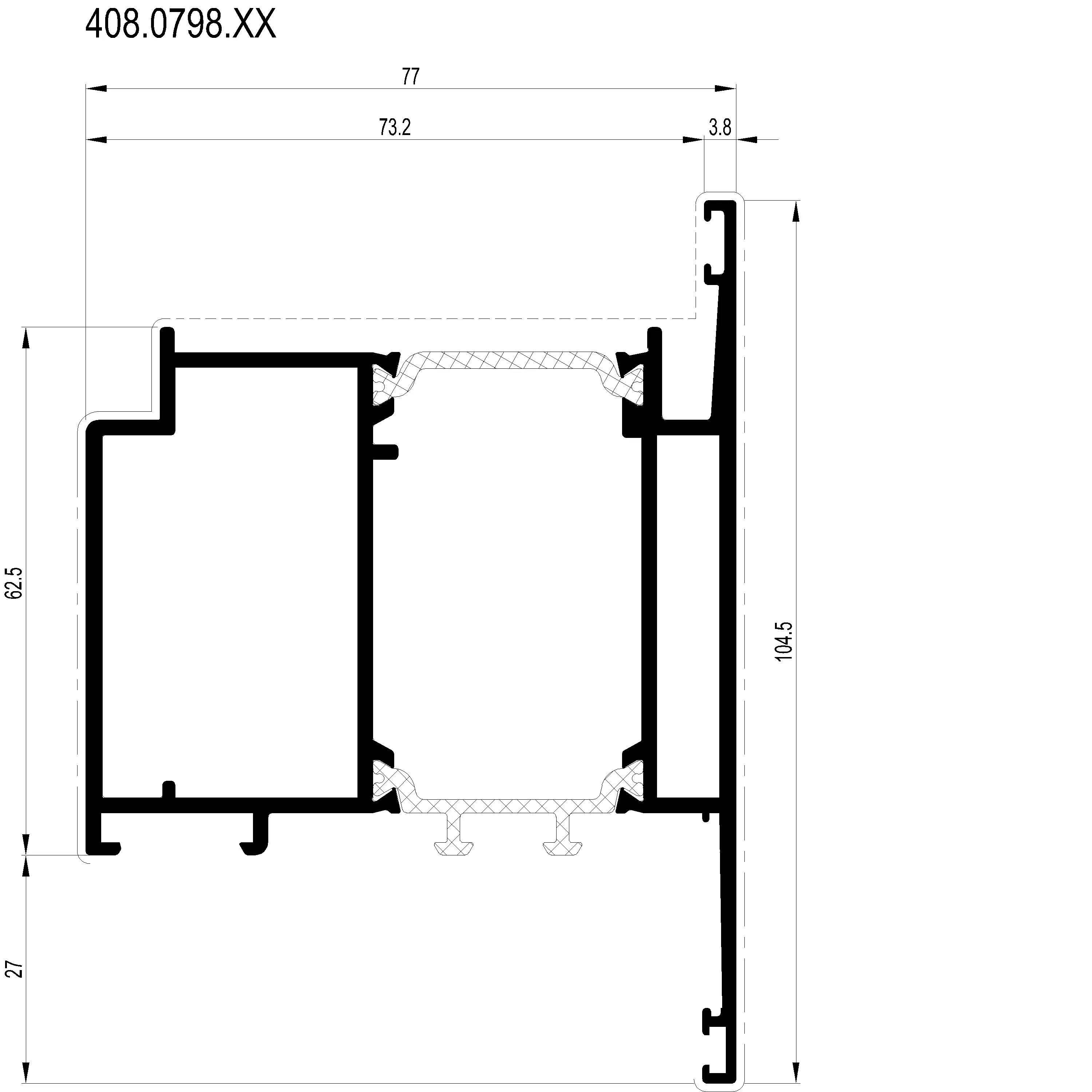Зображення Зовнішня фасадна рама внутрішнього відкривання [408.0798]