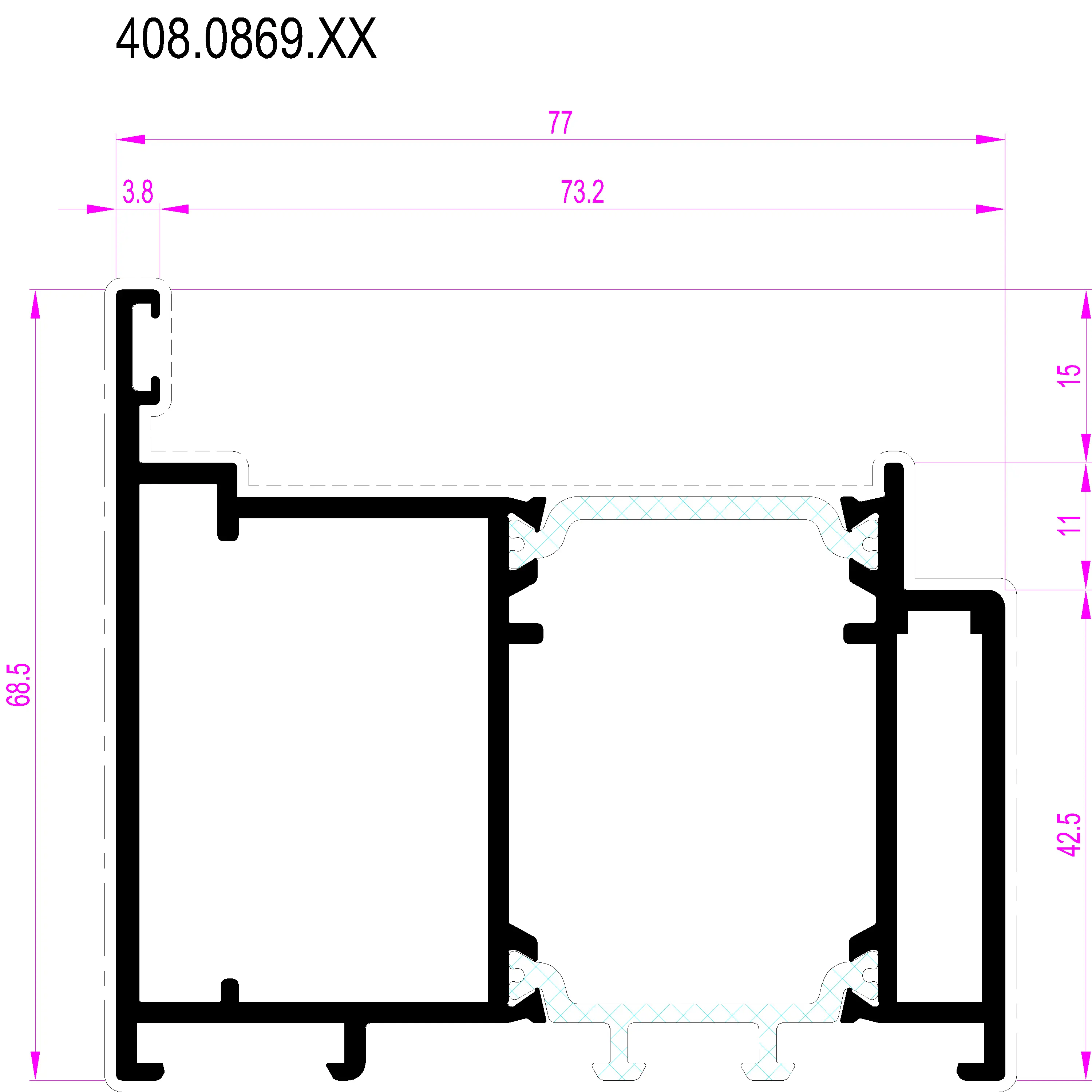 Зображення Зовнішня рама зовнішнього відкривання 68.5 мм [408.0869]