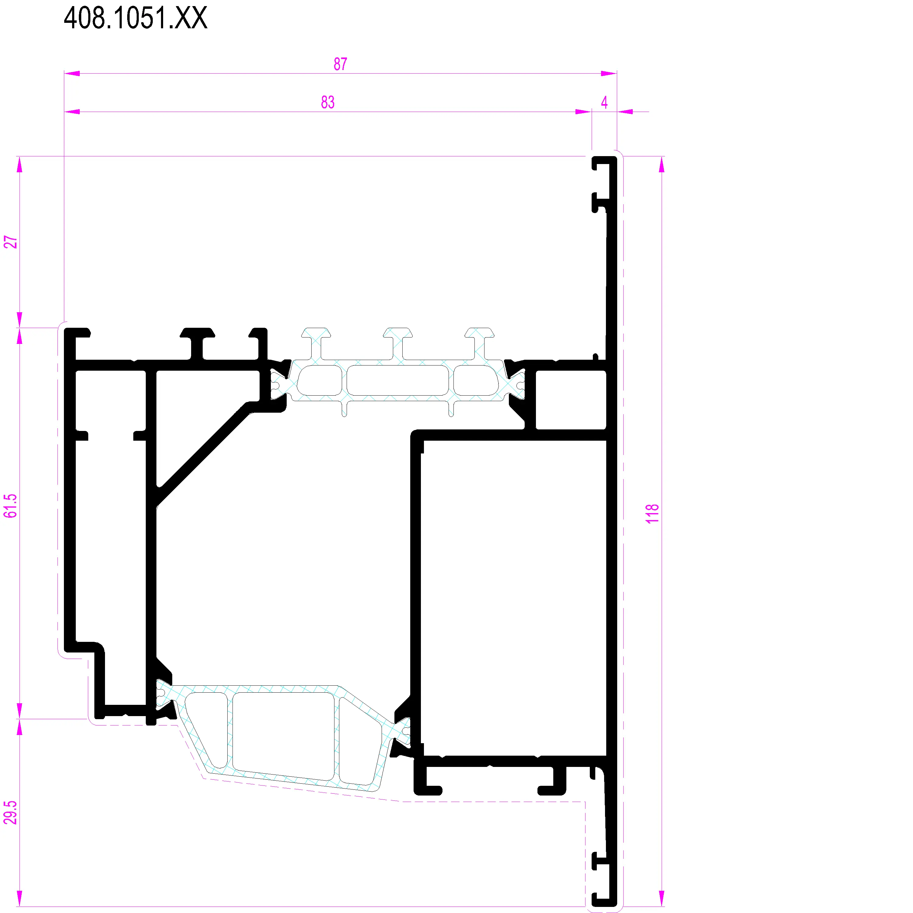 Зображення Вентиляційний профіль зовнішнього відкривання [408.1051]