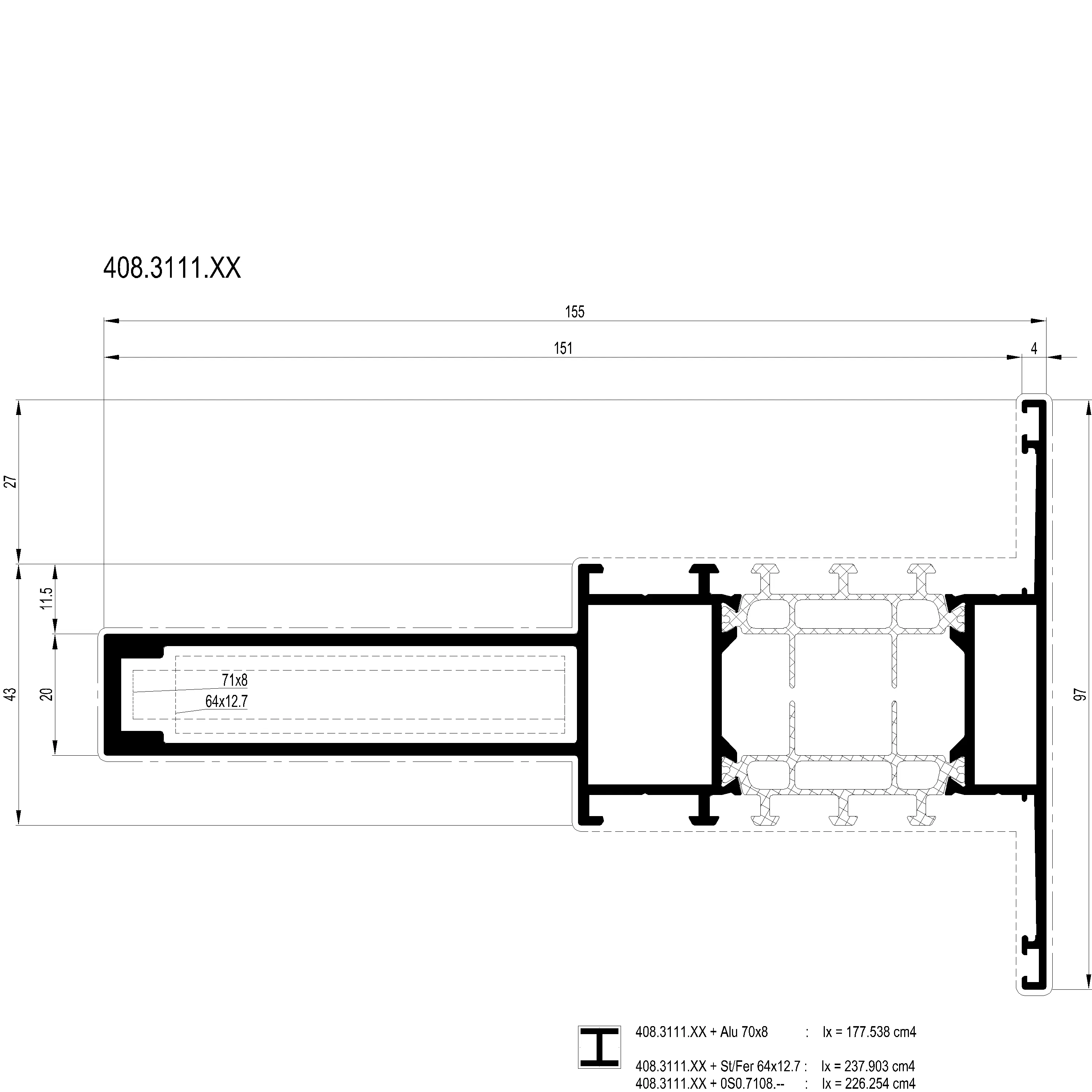 Зображення Перехідний підсилюючий профіль 155 мм [408.3111]