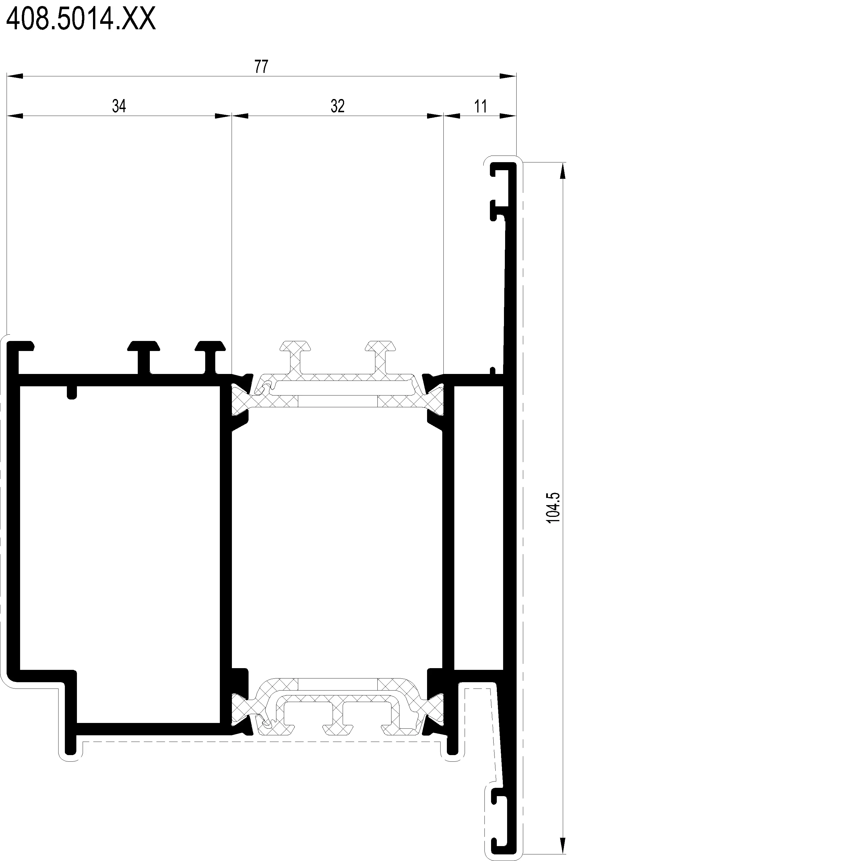Зображення Вентиляційний профіль зовнішнього відкривання 104.5 мм [408.5014]