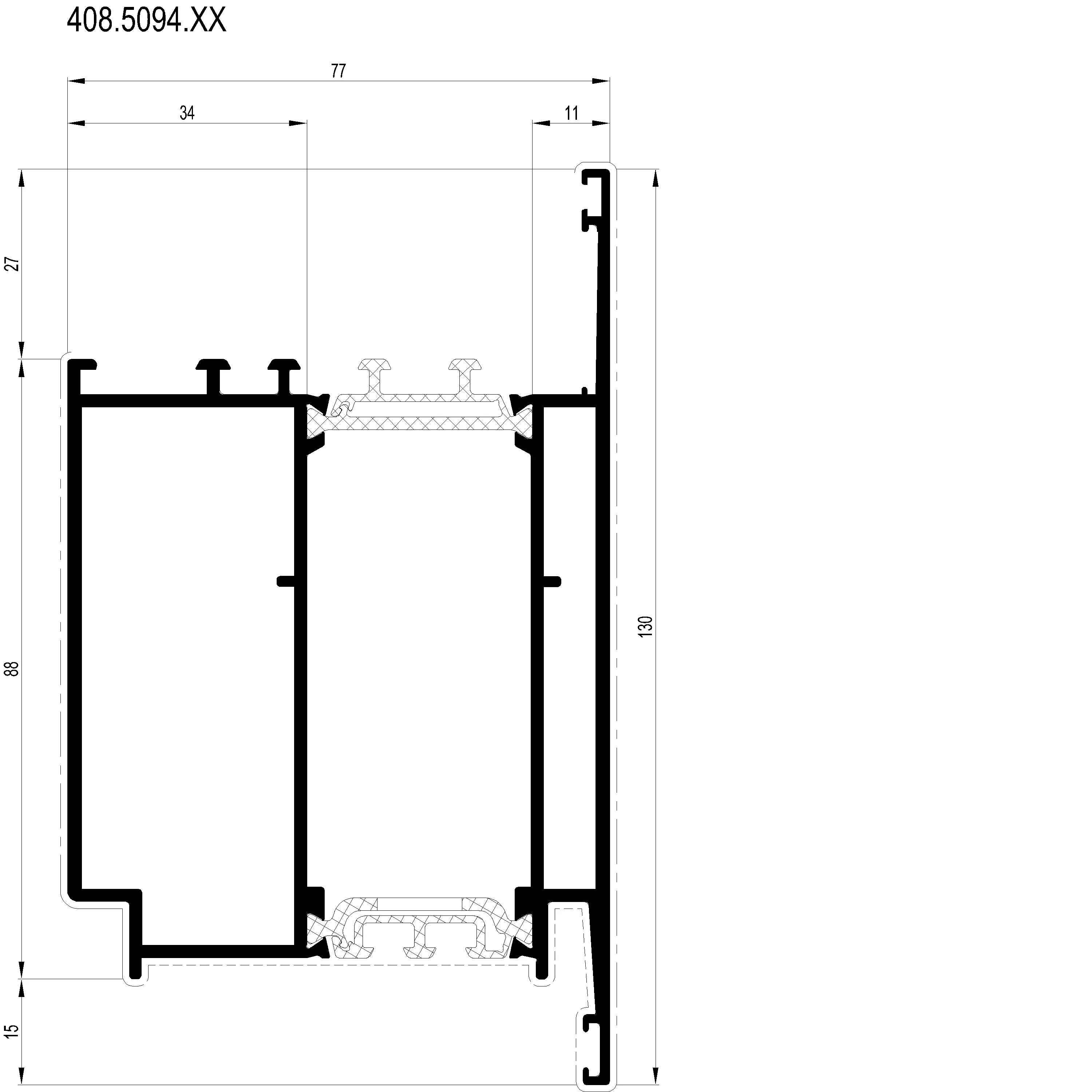 Зображення Вентиляційний профіль зовнішнього відкривання 130 мм [408.5094]