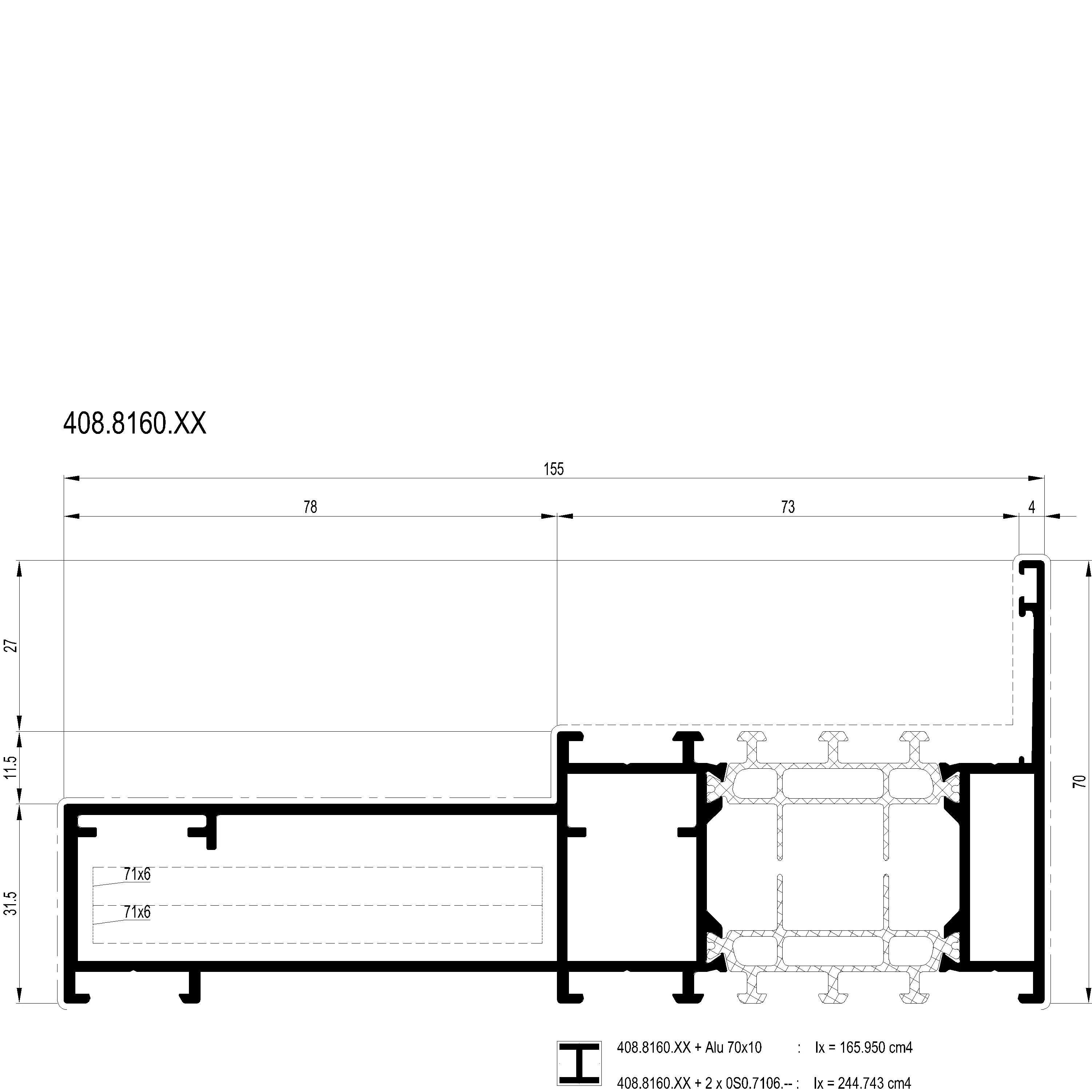 Зображення Підсилена зовнішня рама 155 мм [408.8160]