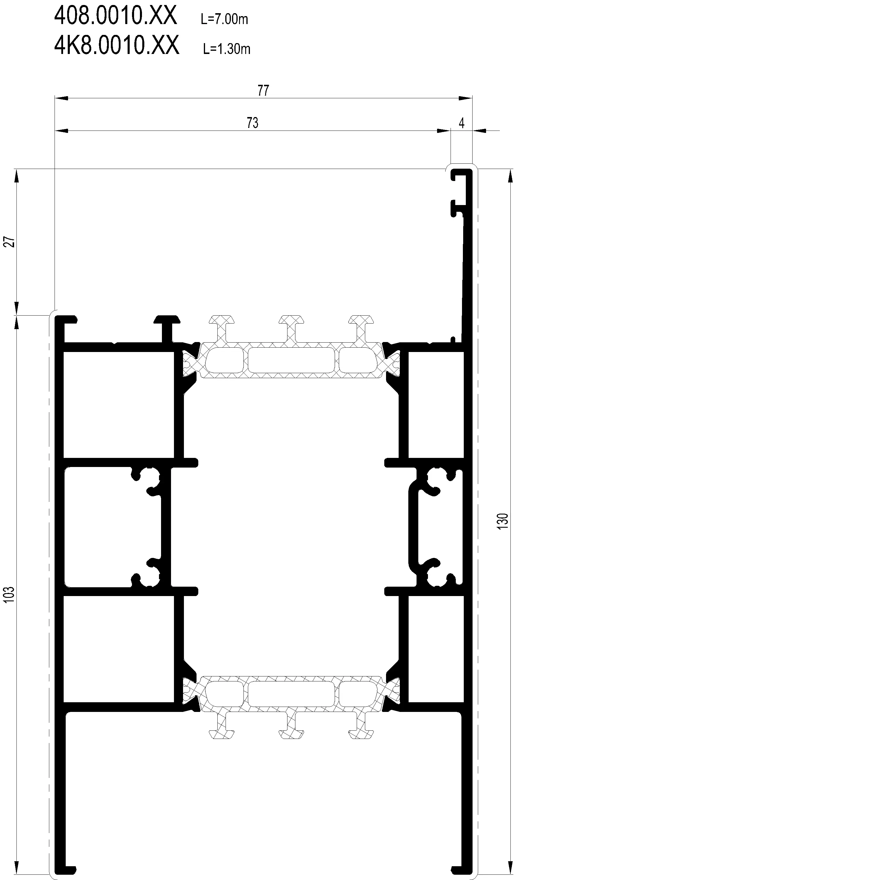 Зображення Нижній профіль стулки дверей 130 мм [4K8.0010]