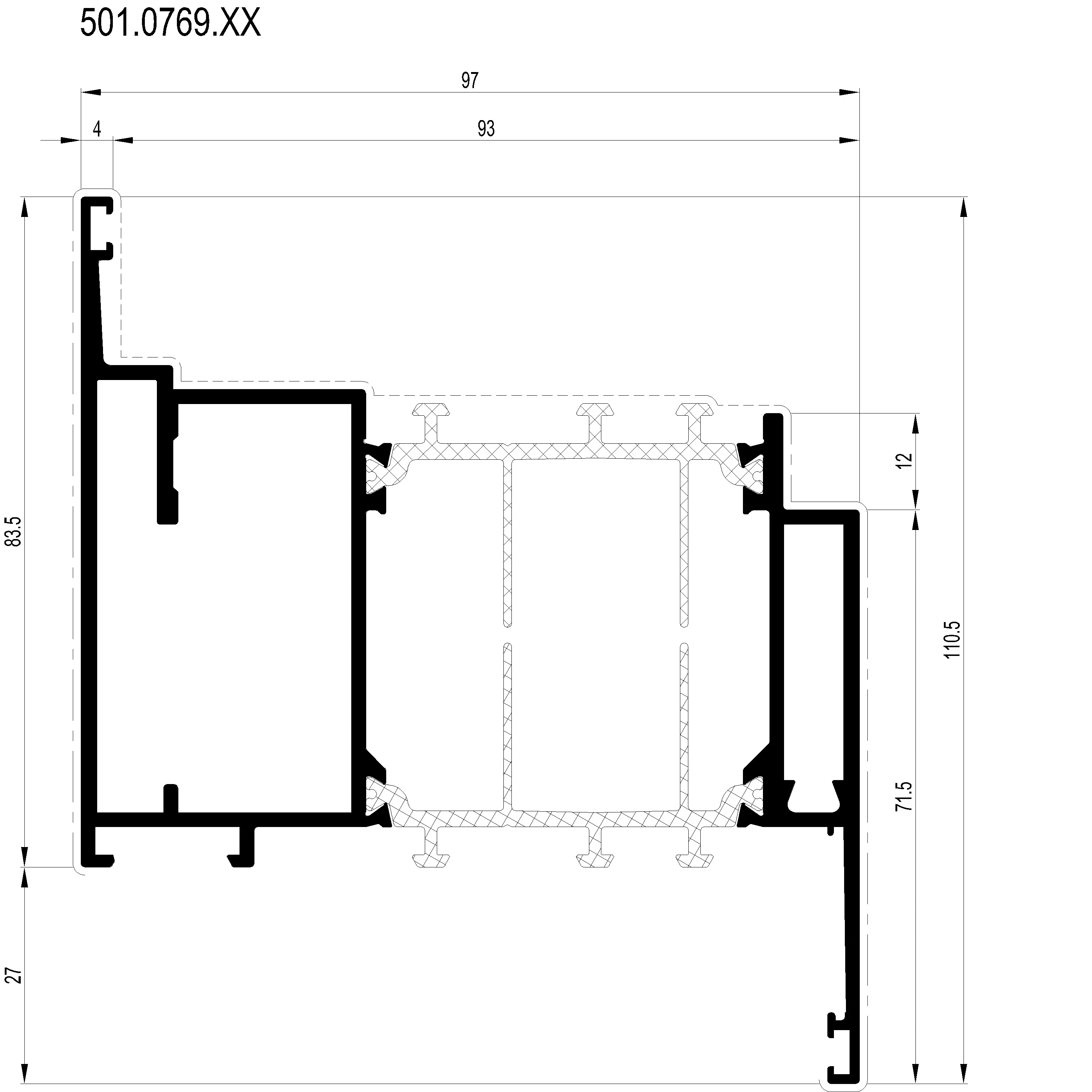Зображення Зовнішня фасадна рама зовнішнього відкривання 83.5 мм [501.0769]